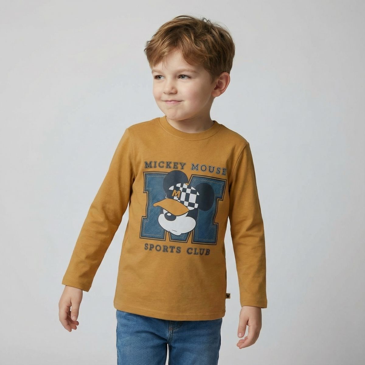 STD CHARACTERS - Polera Manga Larga Algodón Niño Café Std Characters