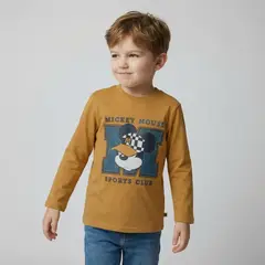 STD CHARACTERS - Polera Manga Larga Algodón Niño Café