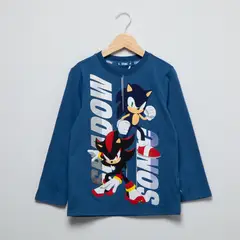 SONIC - Polera Manga Larga Algodón Niño Azul