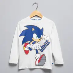 SONIC - Polera Manga Larga Algodón Niño Café