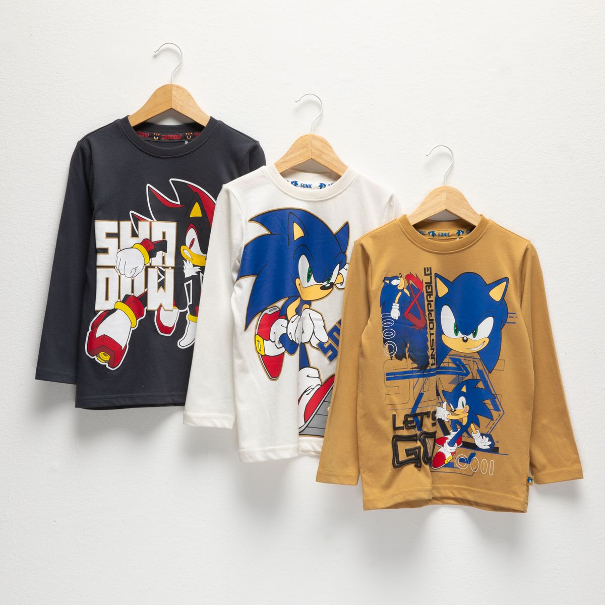 SONIC - Pack 3 Polera Manga Larga Algodón Niño Sonic