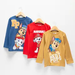PAW PATROL - Pack 3 Polera Manga Larga Algodón Niño