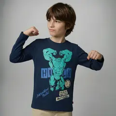 AVENGERS - Polera Manga Larga Algodón Niño Verde