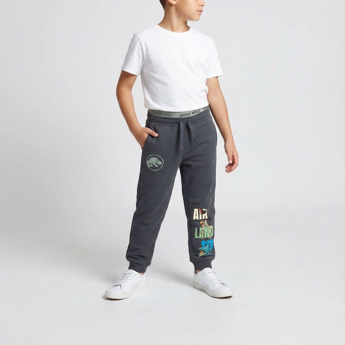 JURASSIC WORLD - Pantalon Buzo Algodón Niño Gris Jurassic World