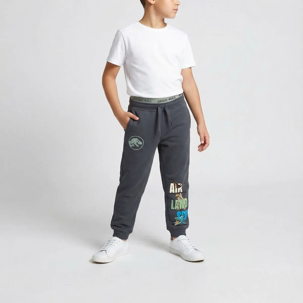 JURASSIC WORLD - Pantalon Buzo Algodón Niño Gris Jurassic World