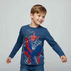 MARVEL - Polera Manga Larga Algodón Niño Azul