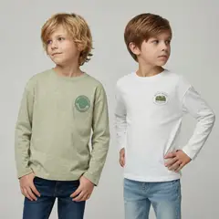 YAMP - Pack de 2 Poleras Niño Manga Larga Algodón