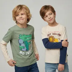 YAMP - Pack de 2 Poleras Niño Manga Larga Algodón