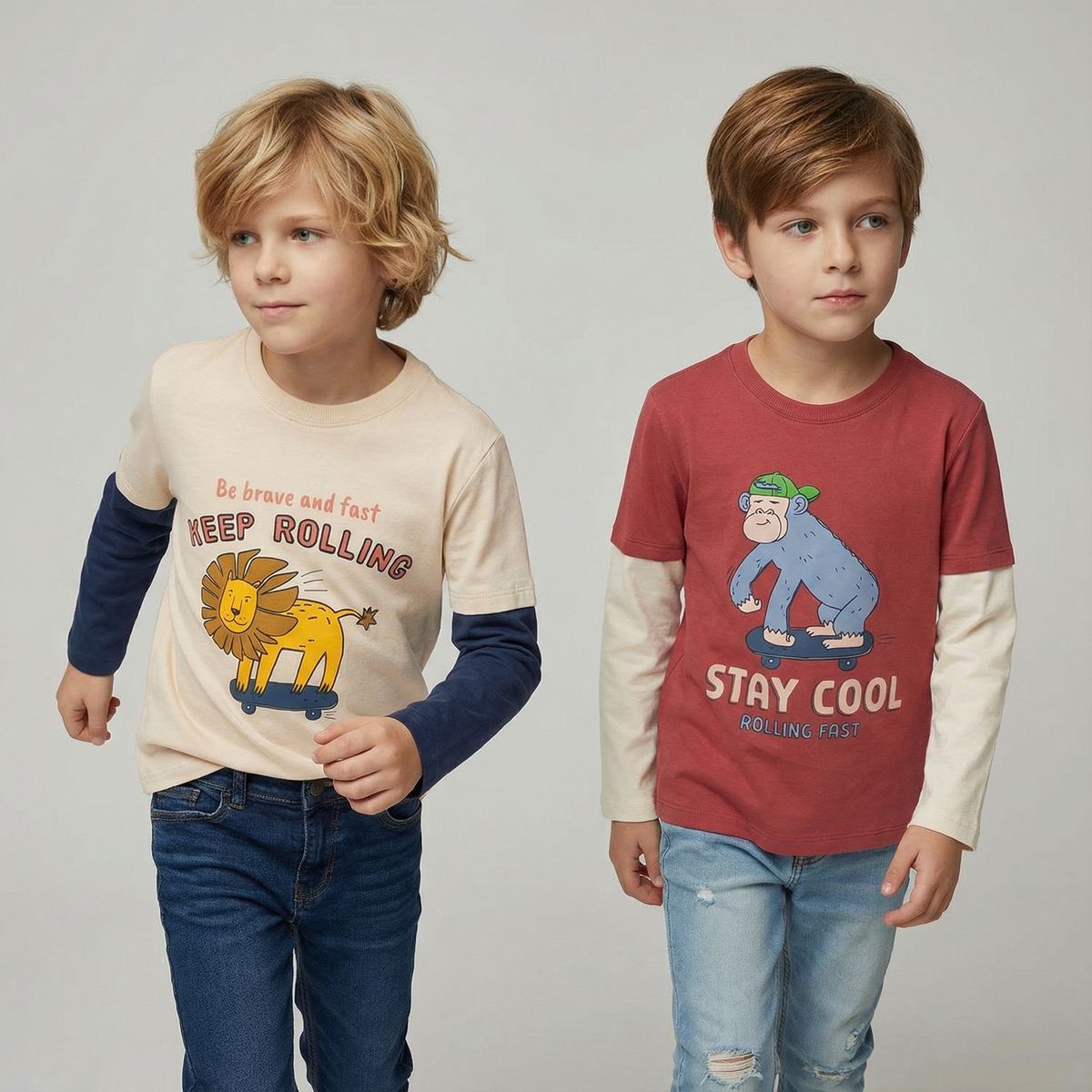 YAMP - Pack de 2 Poleras Niño Manga Larga Algodón Yamp