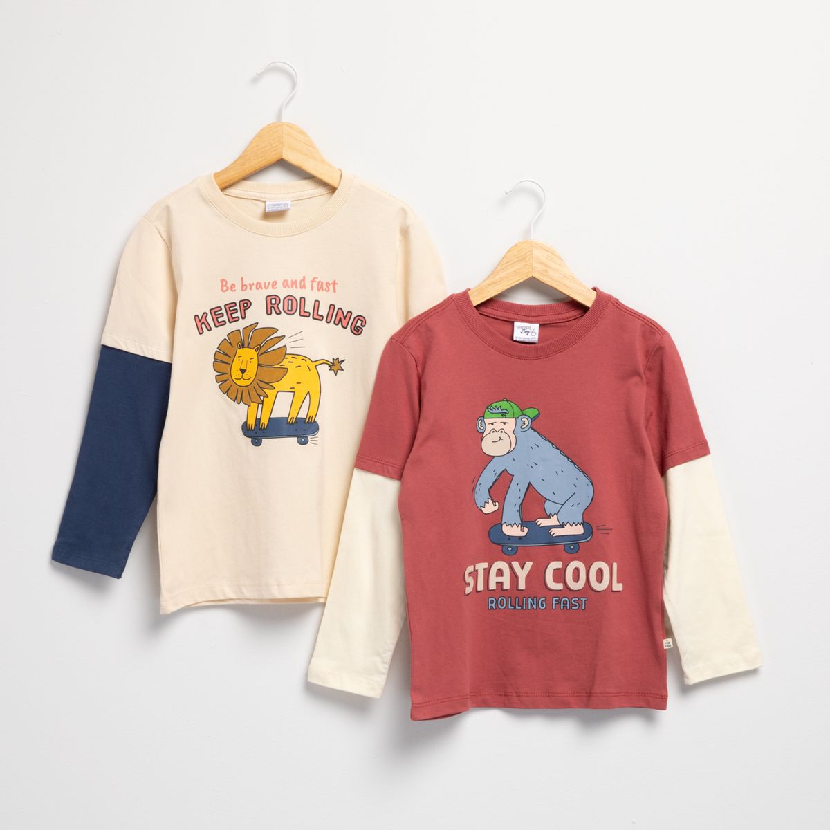 YAMP - Pack de 2 Poleras Niño Manga Larga Algodón Yamp