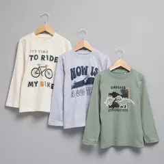 YAMP - Pack de 3 Poleras Niño Manga Larga Algodón