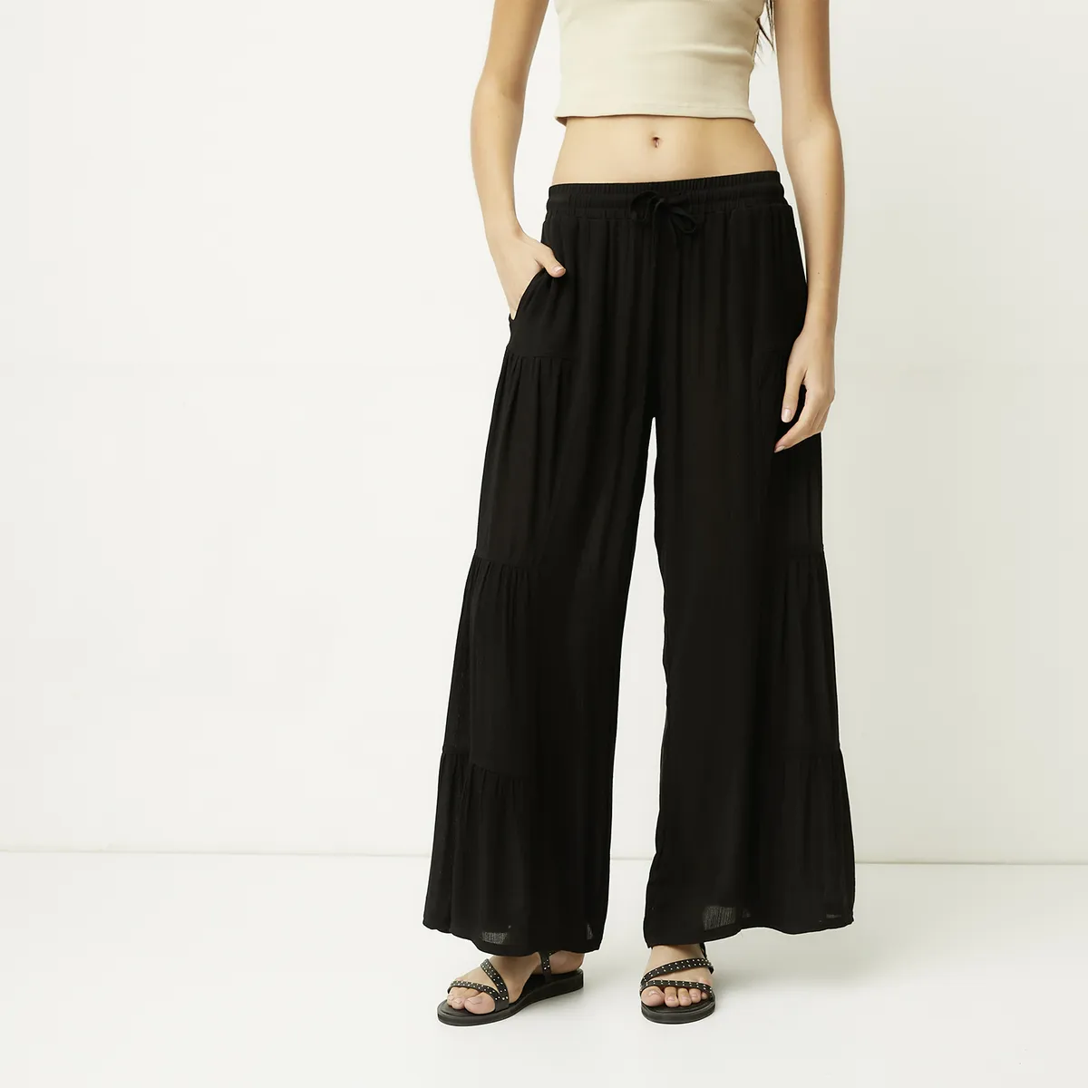 SYBILLA - Pantalón Wide Leg Tiro Medio Mujer Sybilla