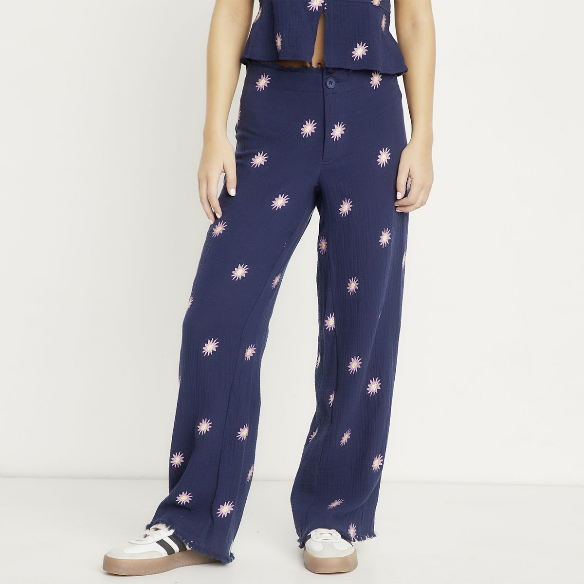 SYBILLA - Pantalón Wide Leg Tiro Medio Mujer Sybilla