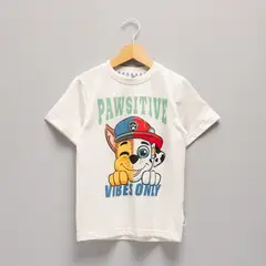 PAW PATROL - Polera Manga Corta Algodón Niño Blanco