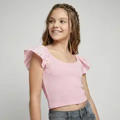 ELEVEN - Blusa Manga Corta Algodón Niña Rosado