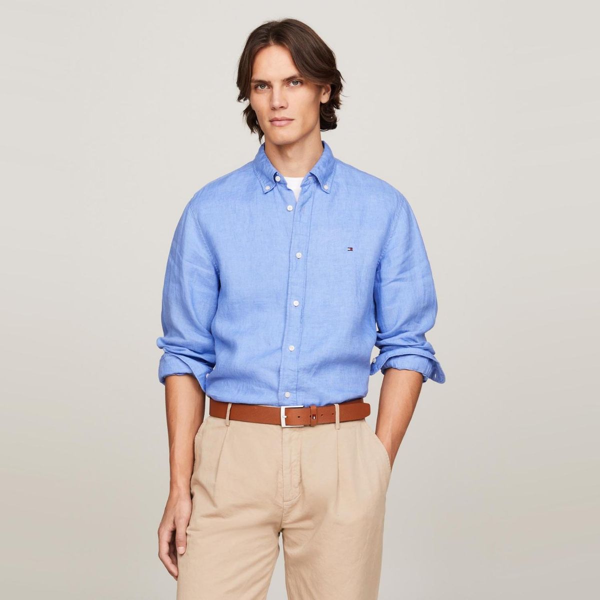 TOMMY HILFIGER - Camisa Lino Manga Larga Hombre Tommy Hilfiger