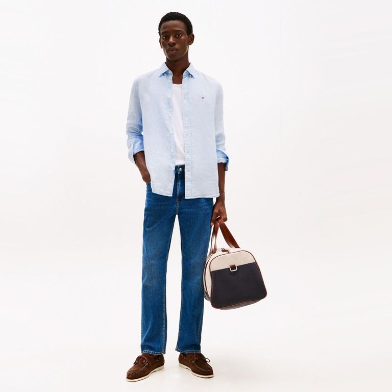 Camisa Lino Manga Larga Hombre