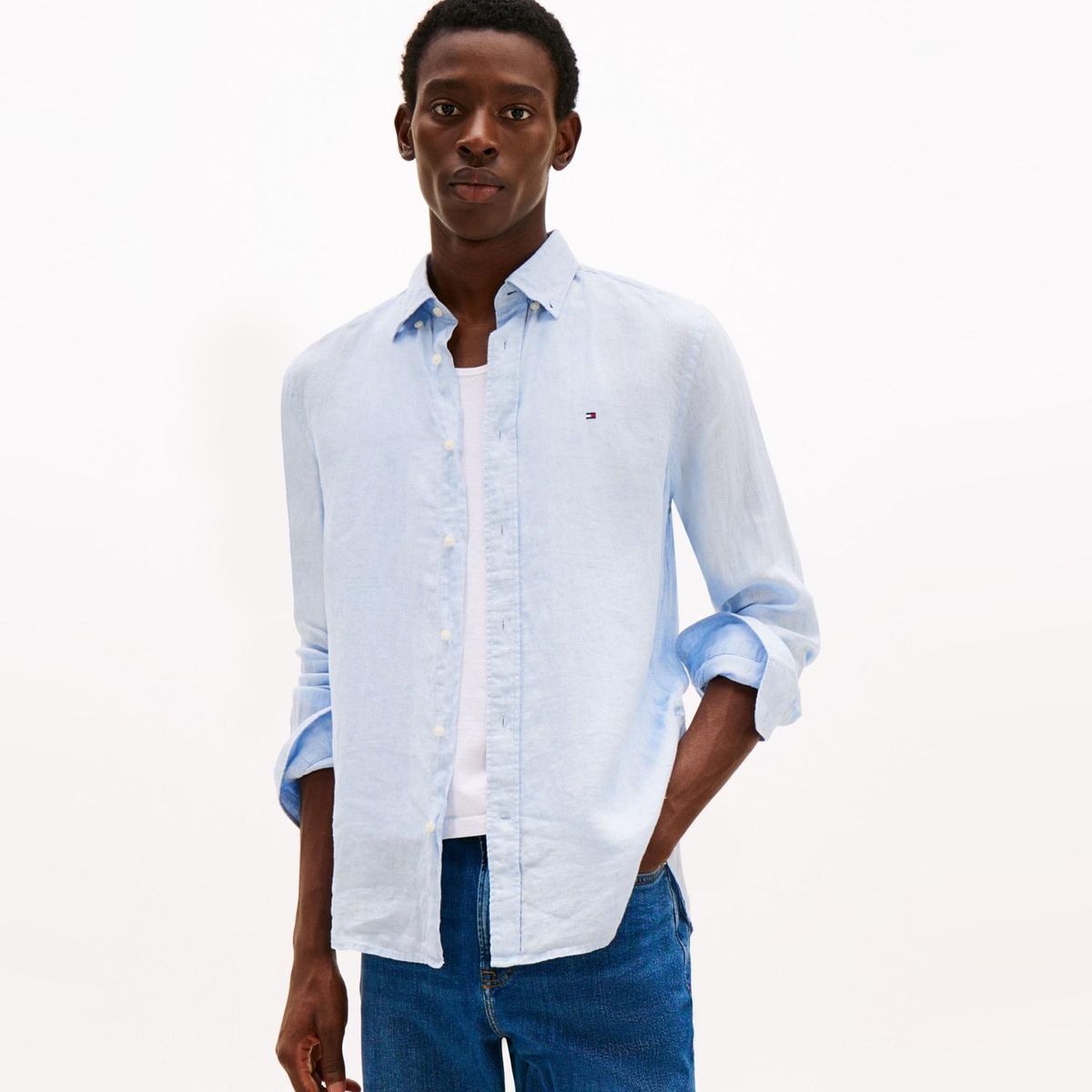 TOMMY HILFIGER - Camisa Lino Manga Larga Hombre Tommy Hilfiger