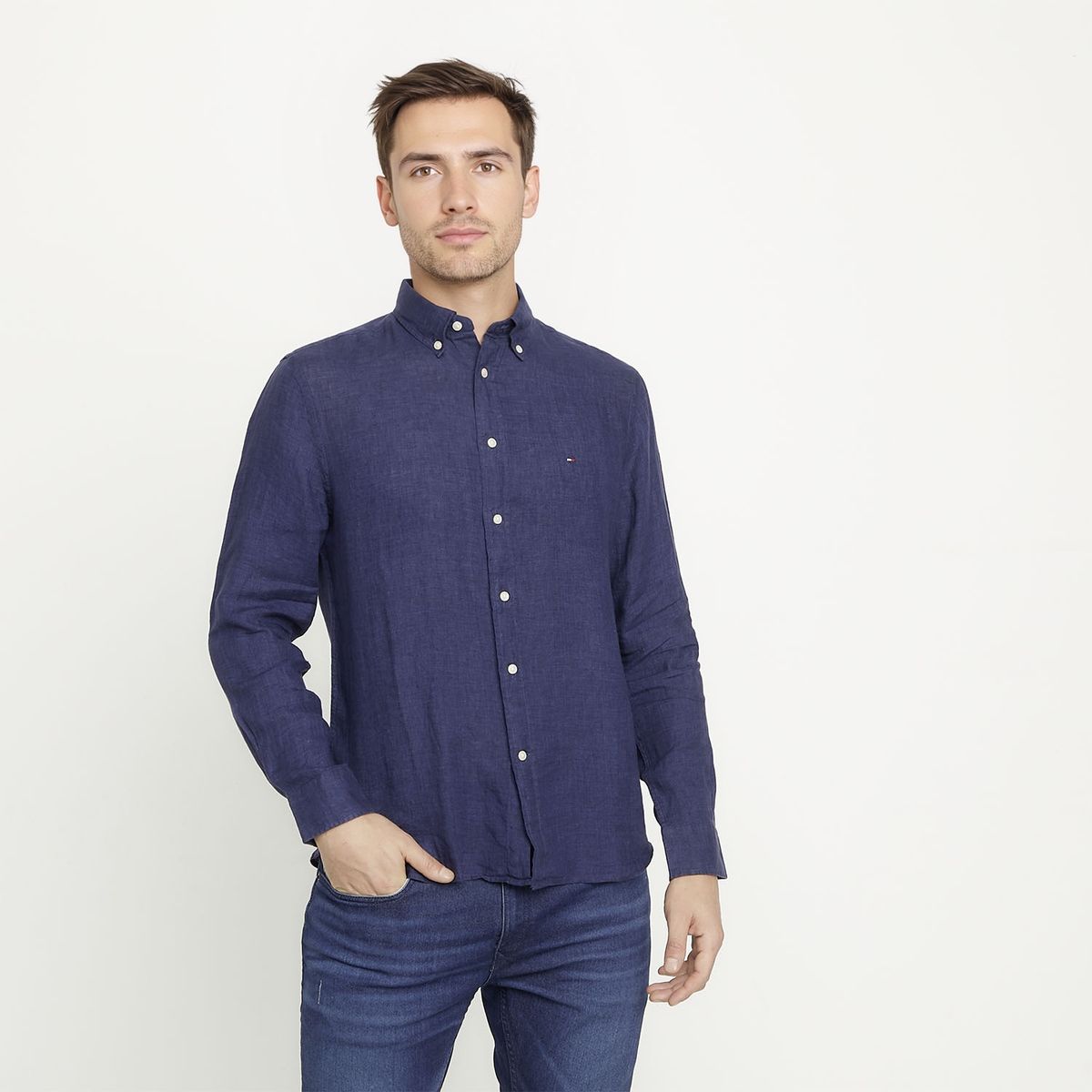 TOMMY HILFIGER - Camisa Lino Manga Larga Hombre Tommy Hilfiger