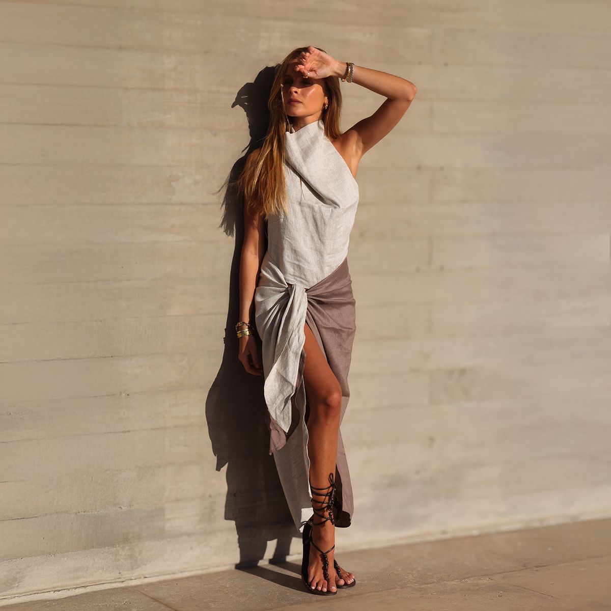 BASEMENT - Falda Pareo Bicolor Con Nudo x Paula Mekis Basement