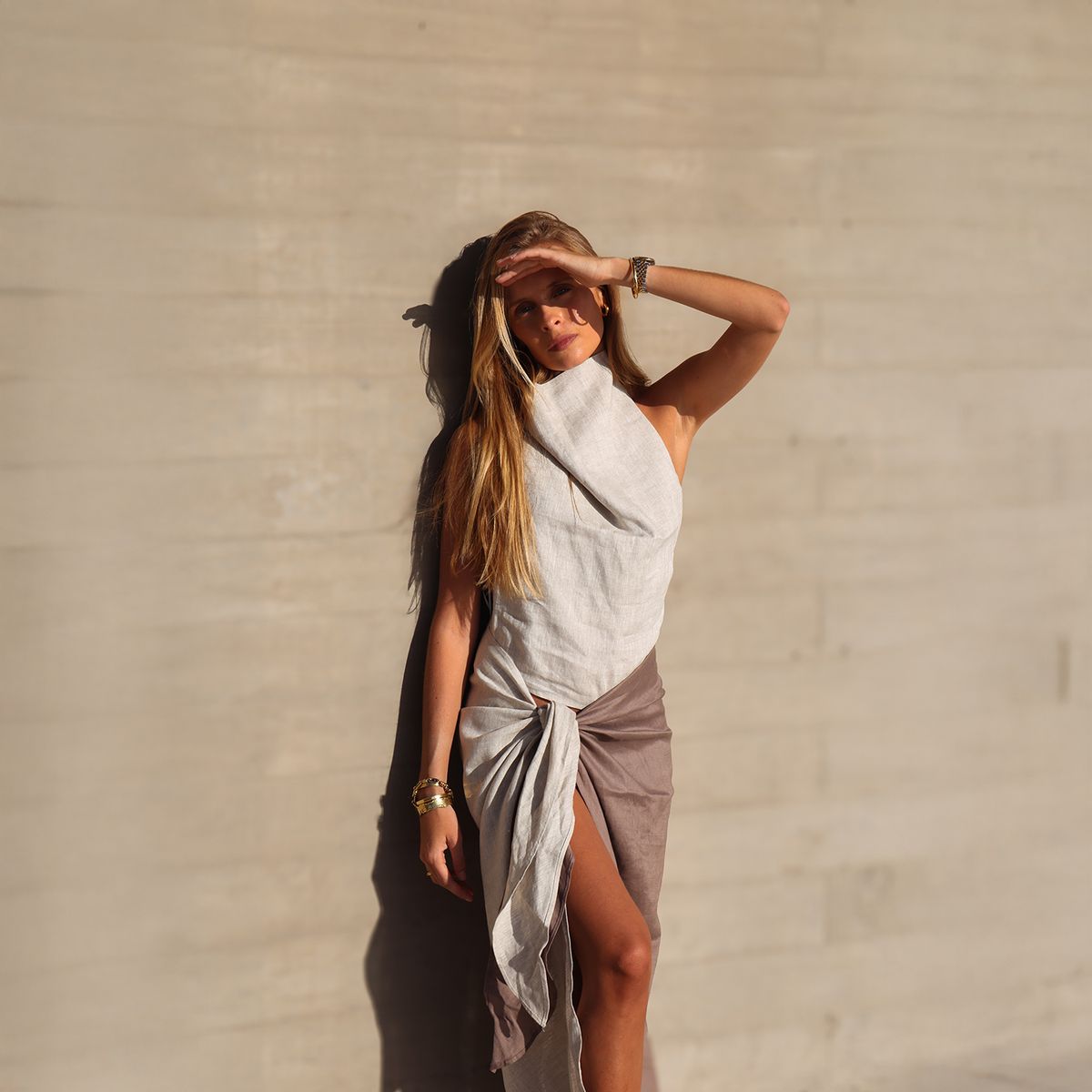 BASEMENT - Falda Pareo Bicolor Con Nudo x Paula Mekis Basement