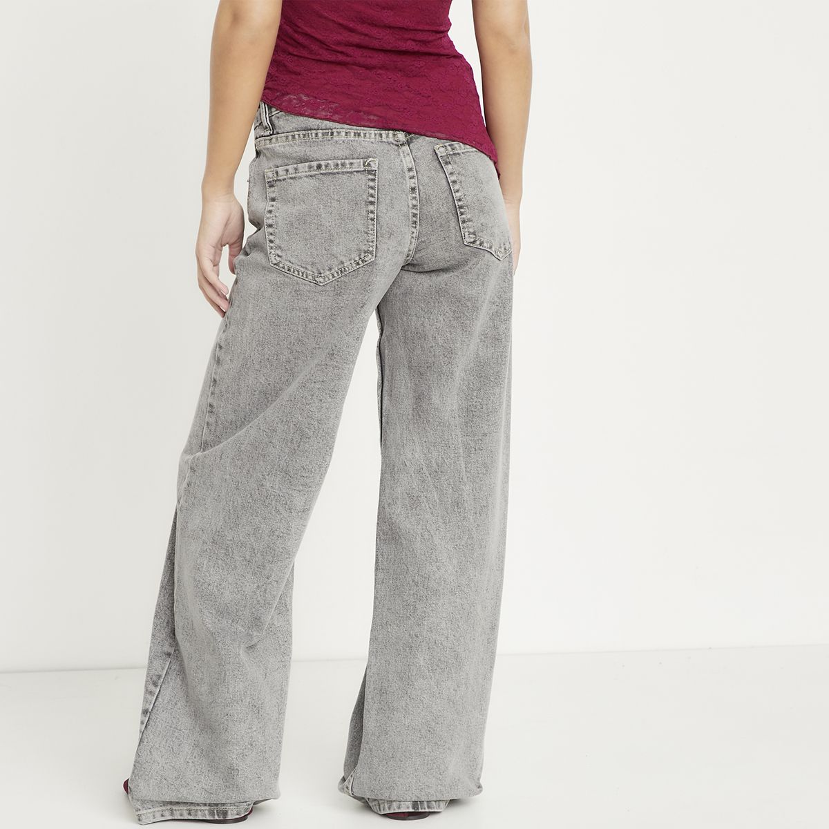 SYBILLA - Jeans Wide Leg Tiro Bajo Mujer Sybilla