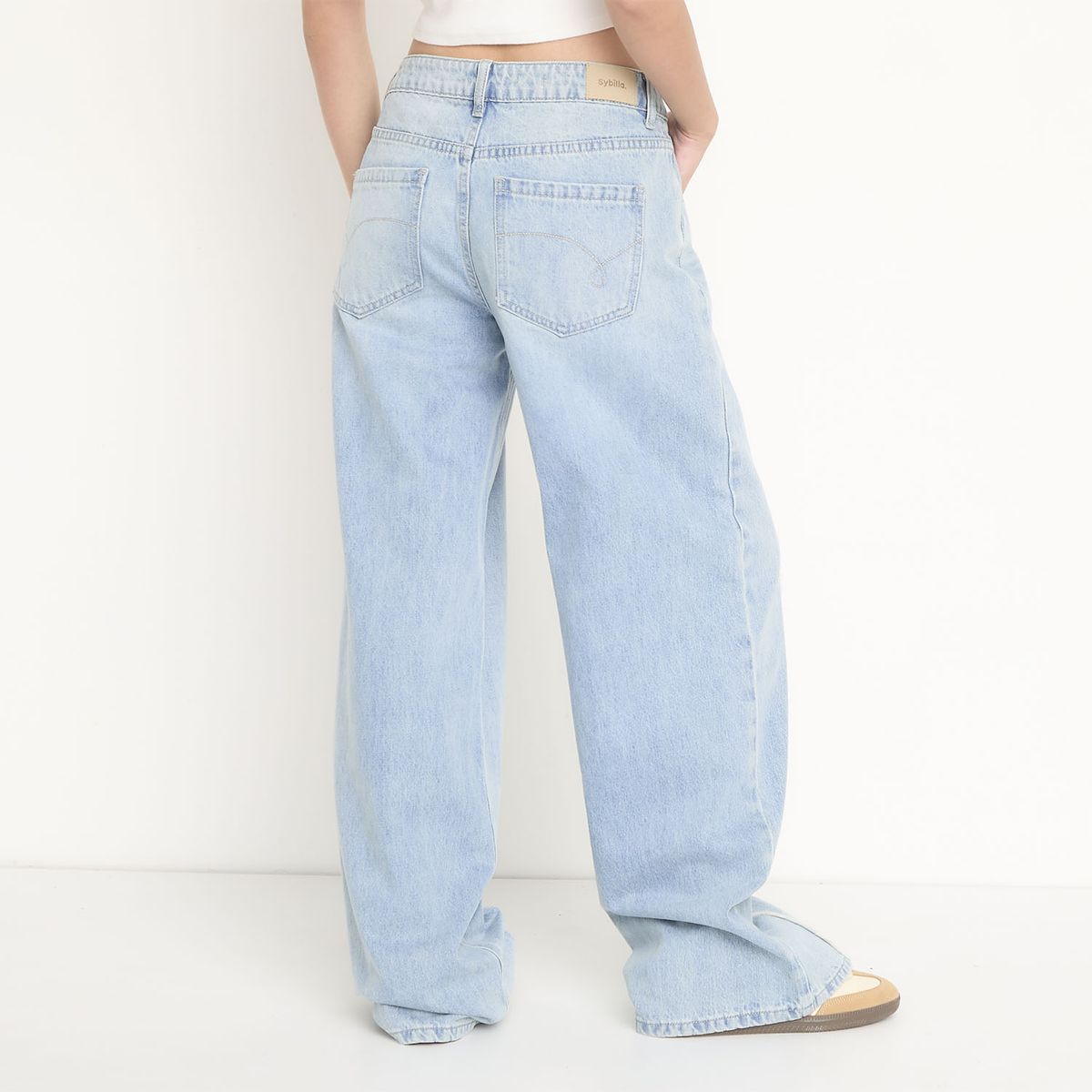 SYBILLA - Jeans Wide Leg Tiro Bajo Mujer Sybilla