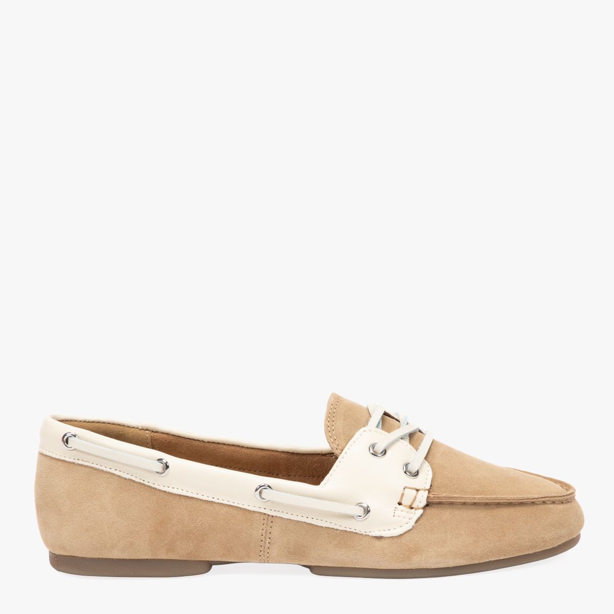 BASEMENT - Mocasín Náutico Mujer Cuero Beige Basement