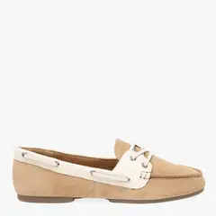 BASEMENT - Mocasín Náutico Mujer Cuero Beige