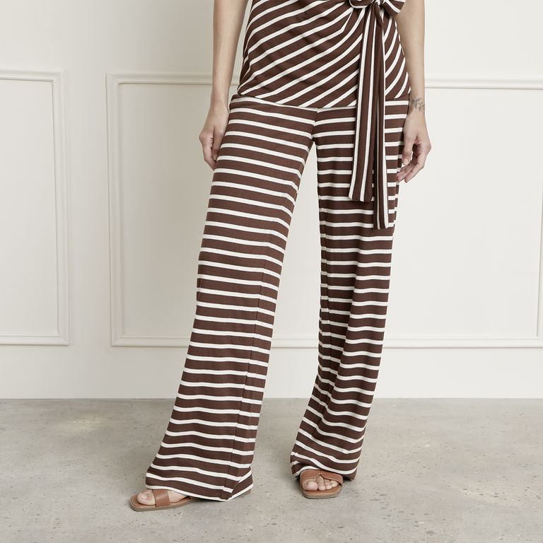 BASEMENT Pantalón Rayas Tiro Alto Mujer