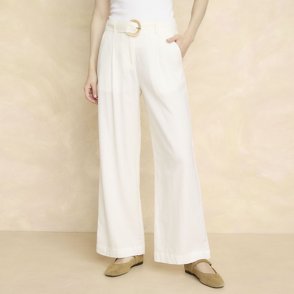 ELLE - Pantalón Tiro Alto Mujer Elle