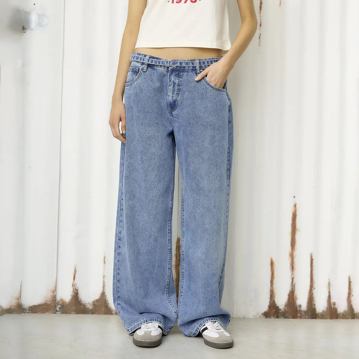 AMERICANINO - Jeans Fit Baggy Tiro Medio Mujer Americanino