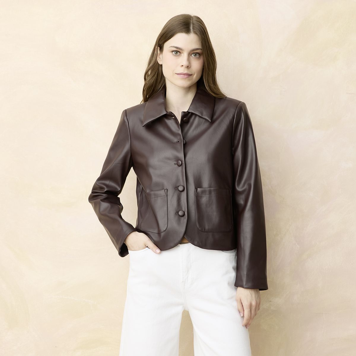 ELLE - Chaqueta Cuero Effect Mujer Elle