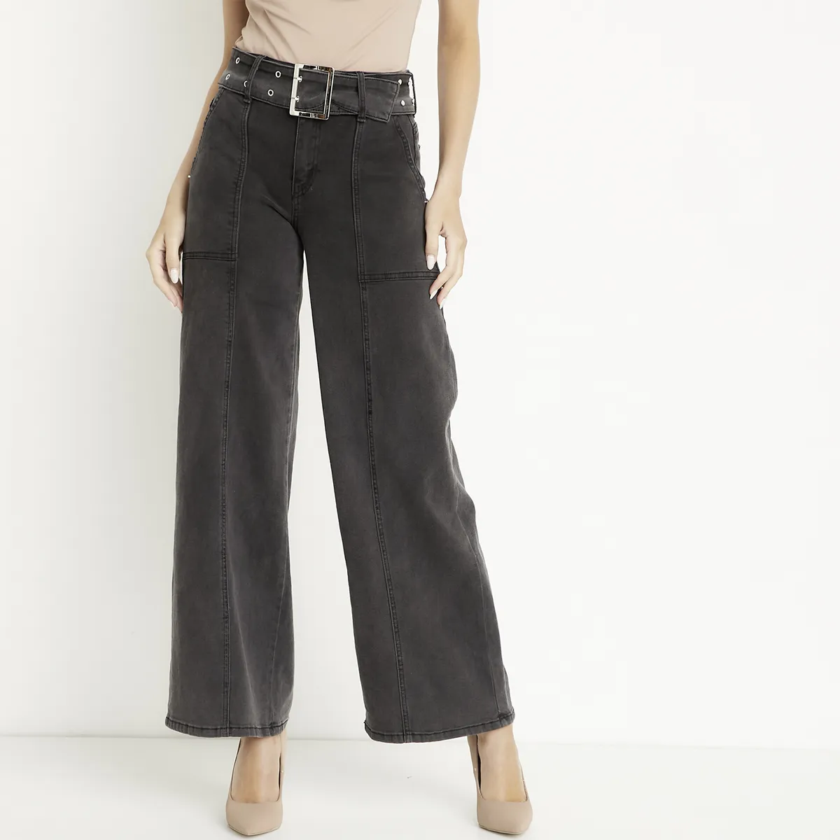 MOSSIMO - Jeans Wide Leg Tiro Medio Mujer Mossimo