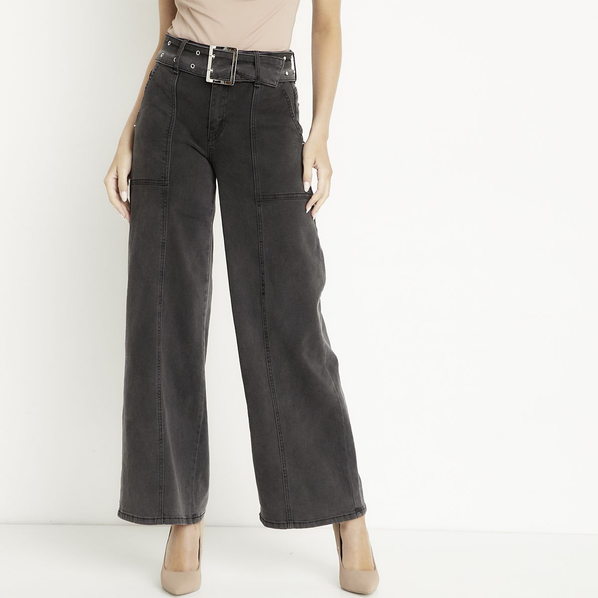 MOSSIMO - Jeans Wide Leg Tiro Medio Mujer Mossimo