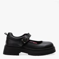Zapato Escolar Niña Cuero Negro (34 A 39)