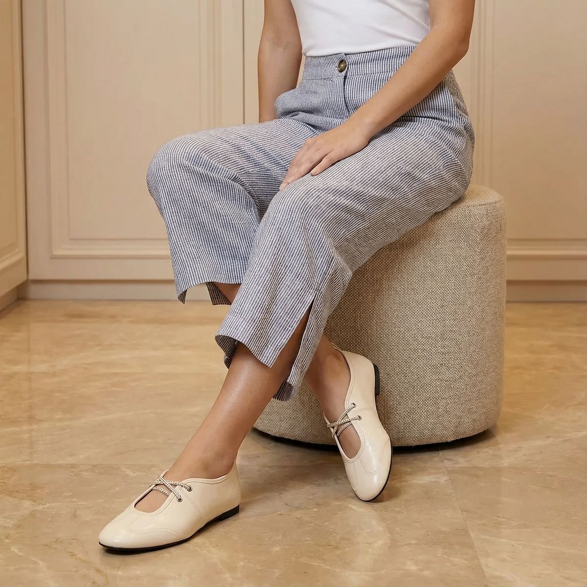 BASEMENT - Ballerina Ballet Sneakers Mujer Beige Basement