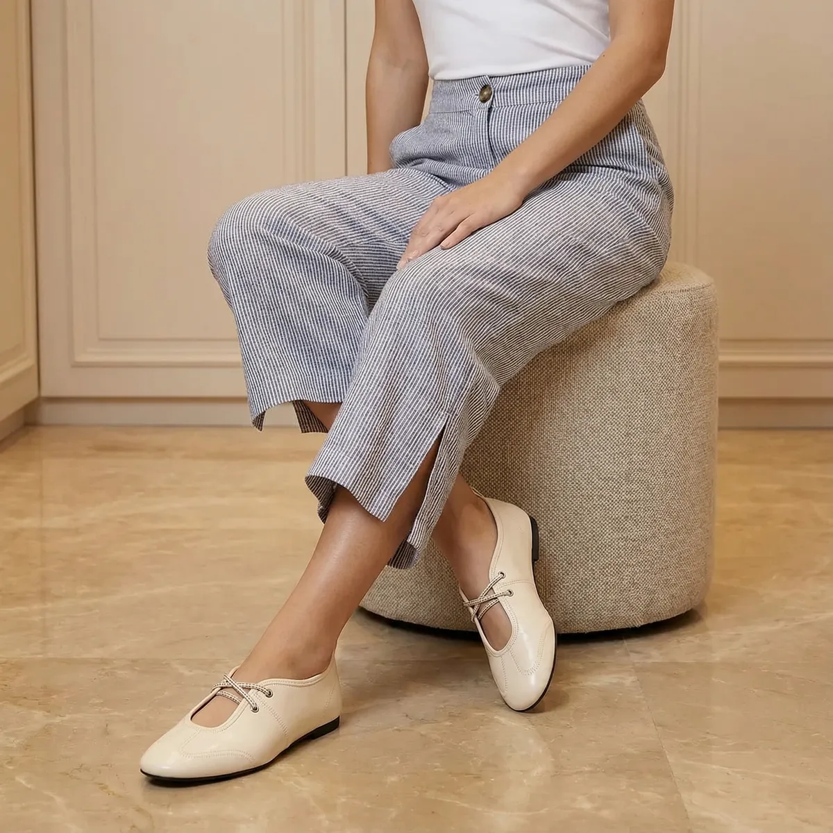 BASEMENT - Ballerina Ballet Sneakers Mujer Beige Basement