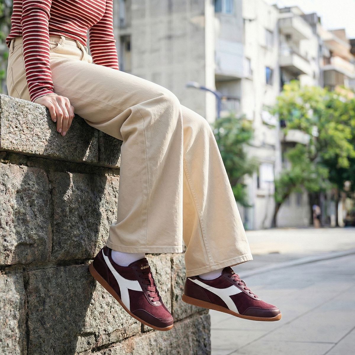 DIADORA - Malta Zapatilla Urbana Mujer Cuero Rojo Diadora