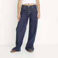Jeans Wide Leg Tiro Bajo Mujer