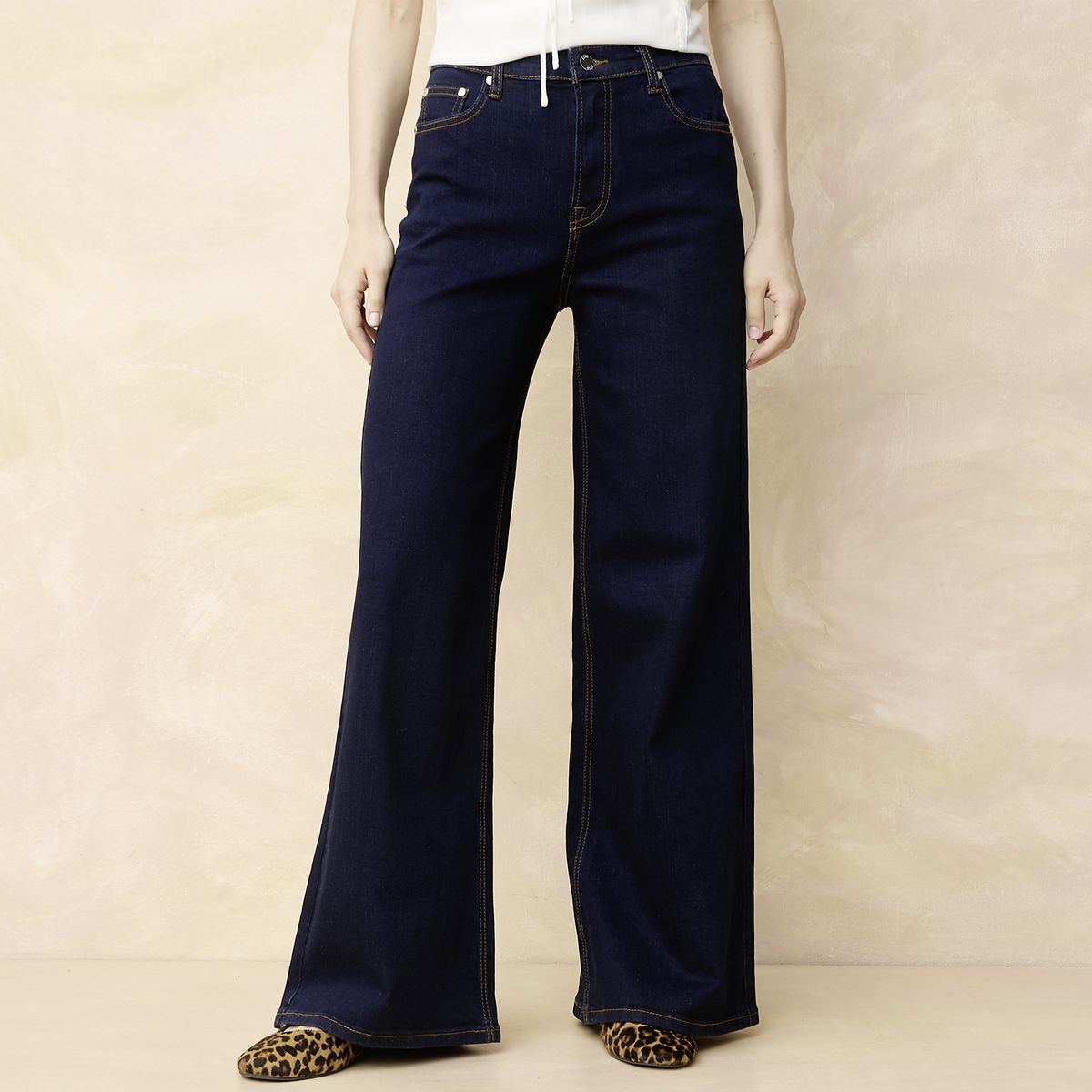 ELLE - Jeans Wide Leg Tiro Medio Mujer Elle