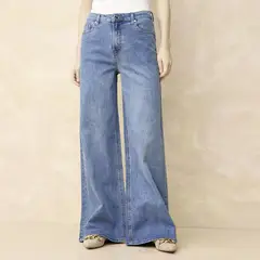 ELLE - Jeans Wide Leg Tiro Medio Mujer