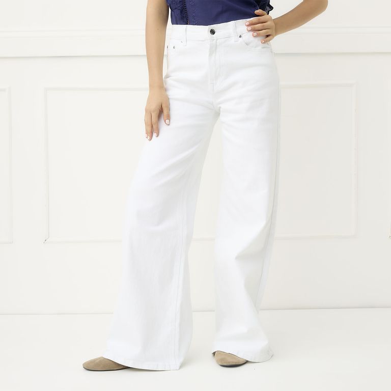 Jeans Wide Leg Tiro Medio Mujer