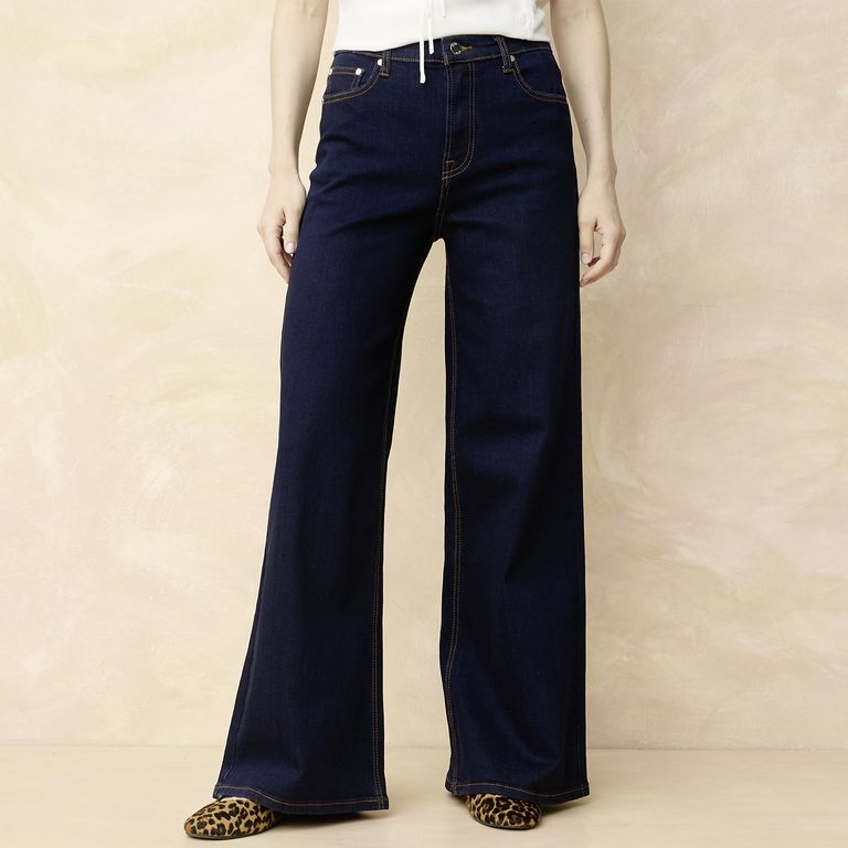 Jeans Wide Leg Tiro Medio Mujer