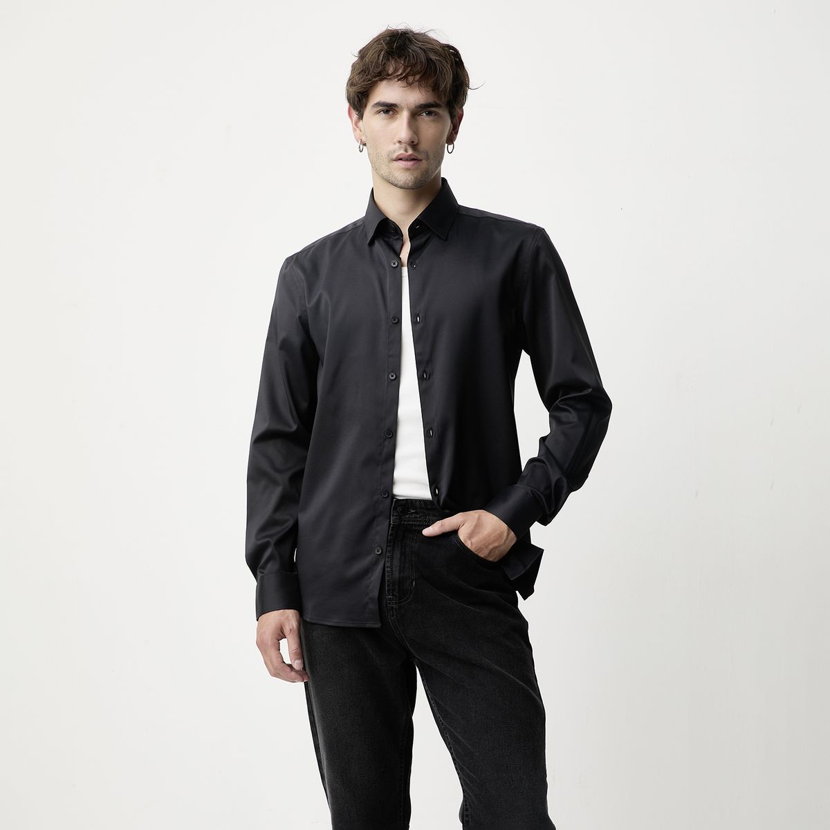 BASEMENT - Camisa Manga Larga Hombre Basement