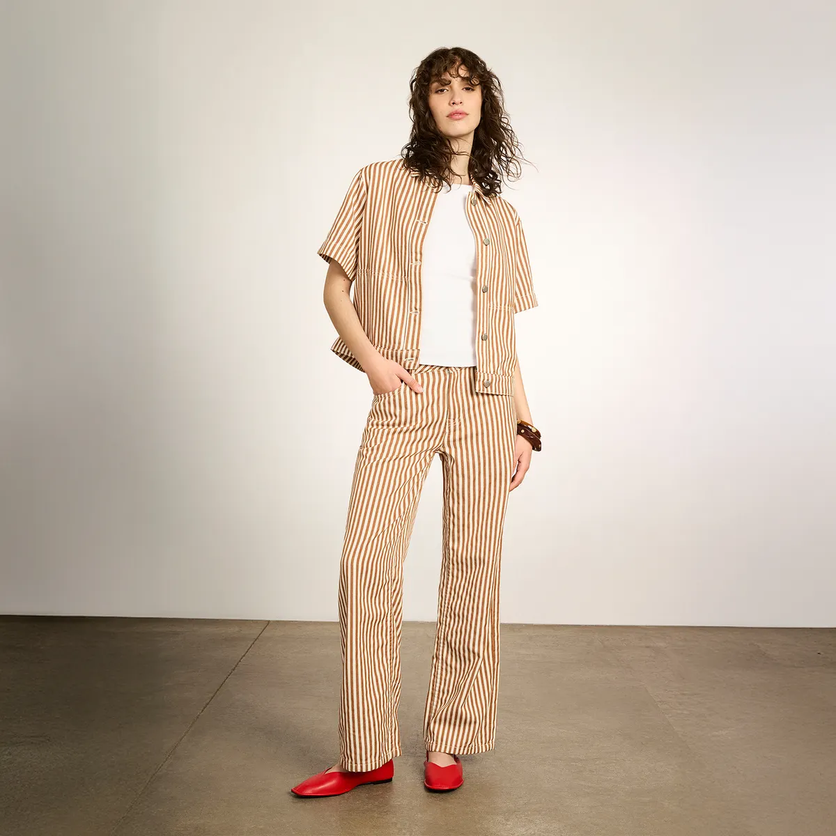 BASEMENT - Pantalón Wide Leg Tiro Alto Mujer Basement