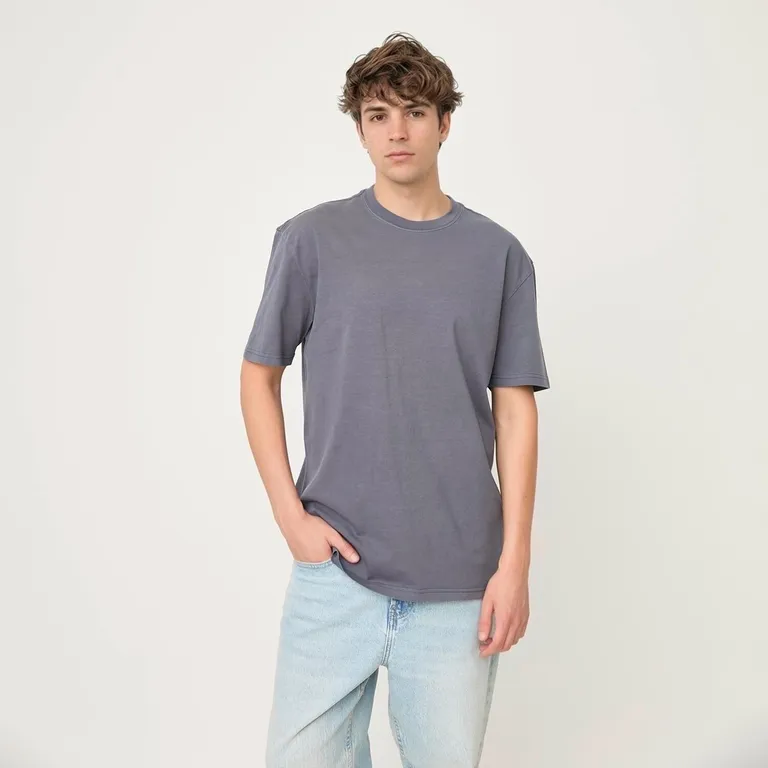 Polera Manga Corta Relaxed Fit Hombre Algodón · Azul