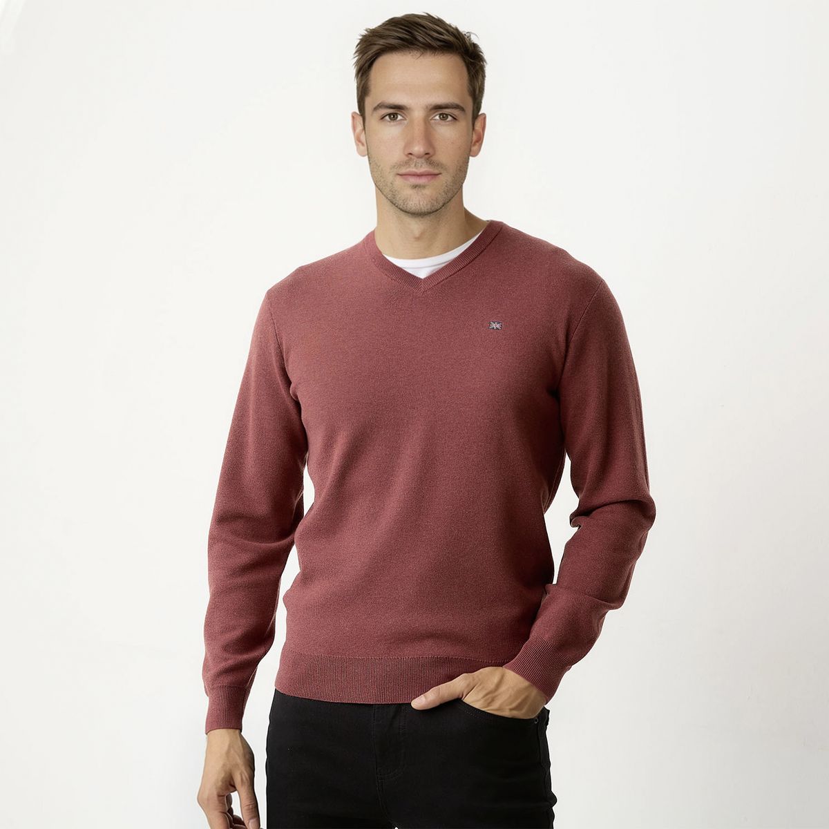 UNIVERSITY CLUB - Sweater Casual Algodón University Club Hombre Cuello En V