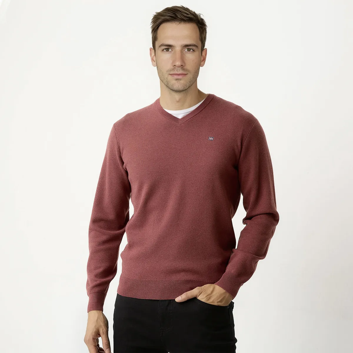 UNIVERSITY CLUB - Sweater Casual Algodón University Club Hombre Cuello En V