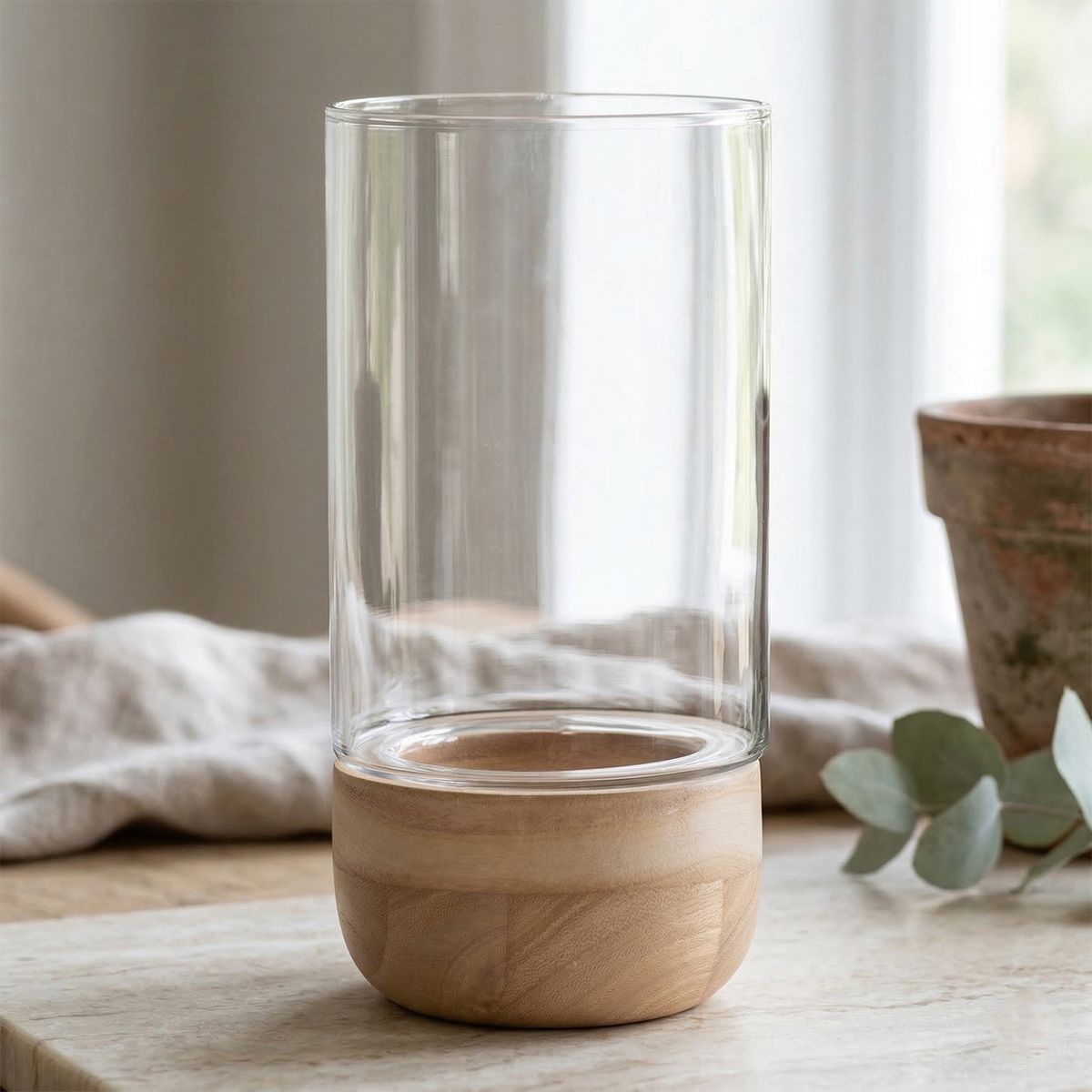 ROBERTA ALLEN - Fanal Farol Lia Vidrio y Madera Adorno Decorativo Roberta Allen